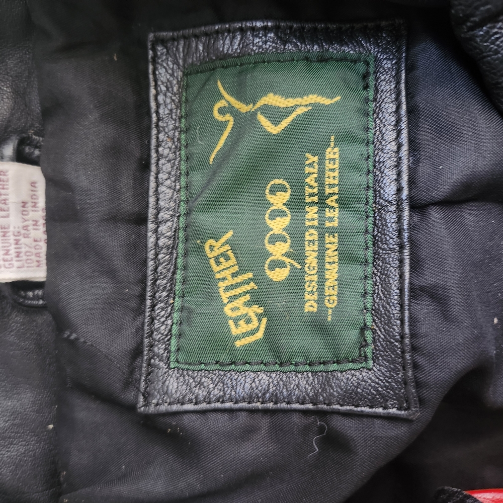 Multicolor Leather Bomber Jacket - Picture 2 of 9